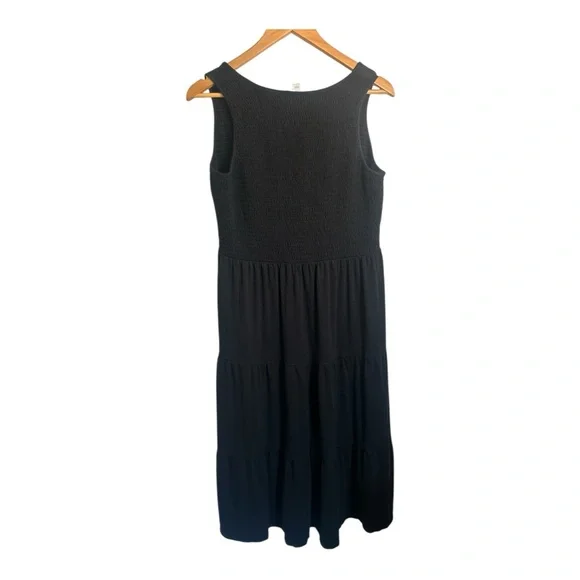 J Jill Black smocked Midi Sleeveless Dress L - Picture 3 of 4